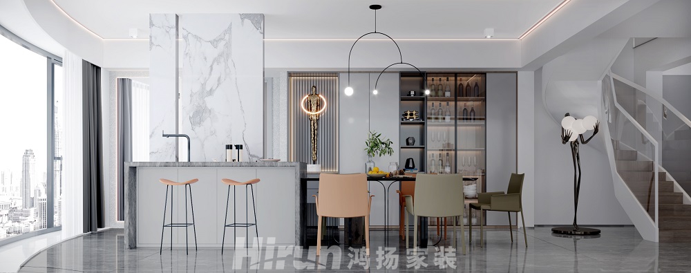 達美美立方200㎡雅致現(xiàn)代大平層 裝修案例效果圖-餐廳